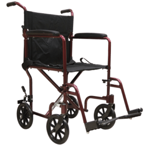 Silla de Ruedas 18" Traslado de Aluminio (ROJO)
