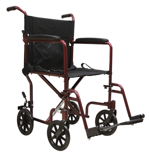 Silla de Ruedas 18" Traslado de Aluminio (ROJO)