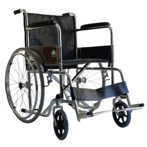 Silla de Ruedas 18" Económica Fija Sólida (CROMADA)