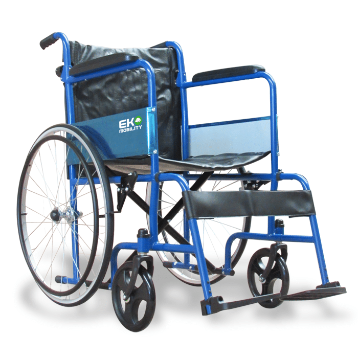 Silla de Ruedas 18" Económica Respaldo Plegable (AZUL)