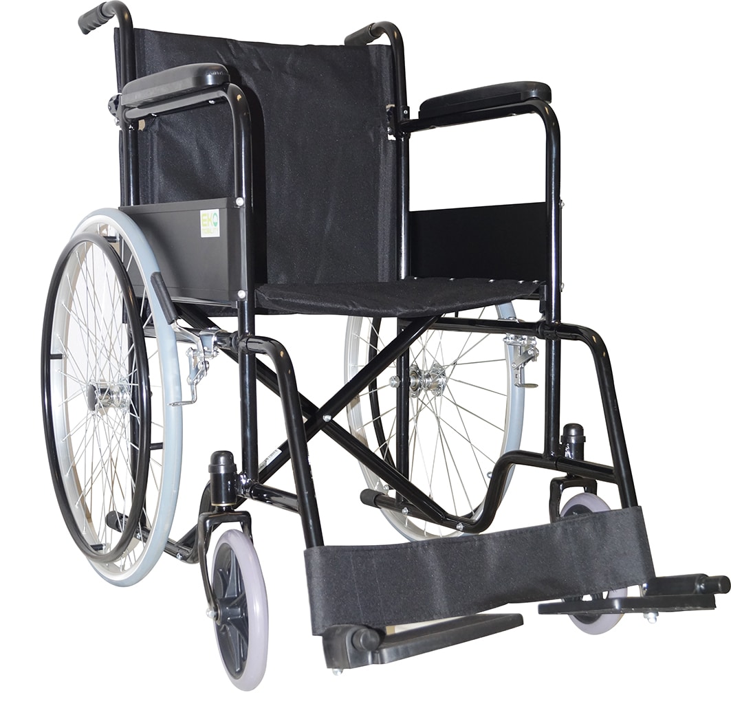 Silla de Ruedas 18" Económica Fija Sólida (NEGRO)