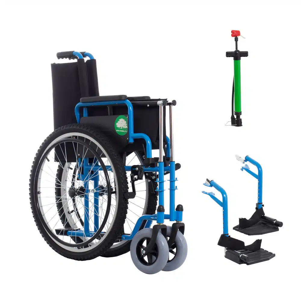 Silla de Ruedas 19" Todo Terreno con Descansapie (AZUL)