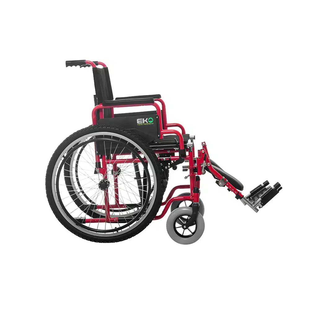 Silla de Ruedas 19" Todo Terreno con Elevapiernas (ROJO) - Imagen 3